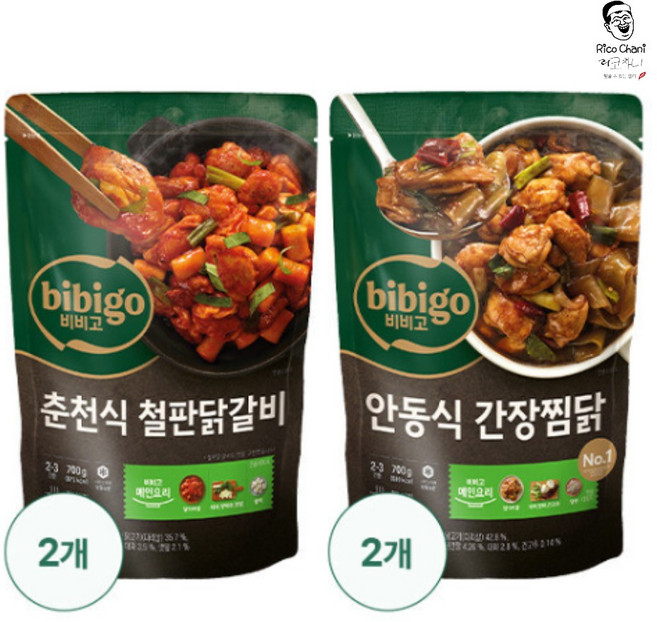 리코차니몰 비비고 춘천식 철판닭갈비 700g + 안동식 간장찜닭 700g 총, 1세트