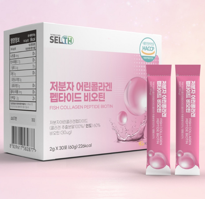 300달톤 저분자 어린콜라겐 펩타이드 비오틴 히알루론산 비타민, 30개, 2g