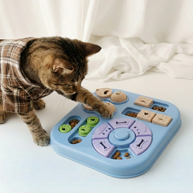 댕냥코 고양이 먹이퍼즐 장난감 노즈워크 분리불안 간식 장난감 놀이, 1개, 노르딕 블루