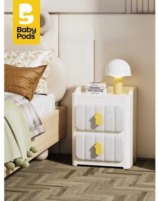 어린이 유아 옷장 침대 협탁 스툴 선반 수납장 사이드, 1개, 3단 조립형