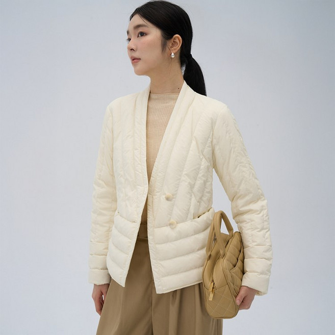 루멘 여성 경량 패딩 오리털 숏 자켓 겨울 보온 아우터