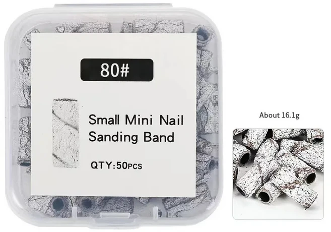 50/100Pcs 3mm 미니 화이트 샌딩 밴드 스테인레스 스틸 네일 비트 전기 매니큐어 액세서리 도구, 06 50pcs Grits 80