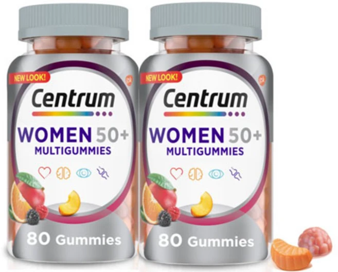 Centrum Gummy Multivitamin for Women 50+ 센트룸 멀티비타민 젤리 여성용 50세이상 80정 2 팩 - 쿠팡