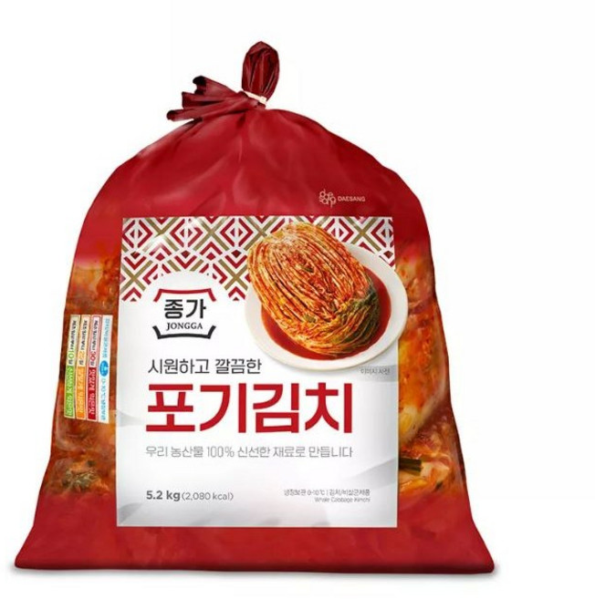 종가 종가집 중부식 포기김치, 종가 종가집 중부식 포기김치 5.2kg, 5.2kg, 1개