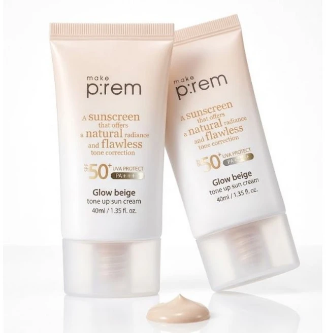 메이크프렘 글로우 베이지 톤업 선크림 50ml, 40ml, 2개 - 쿠팡