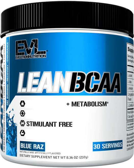 EVLUTIONNUTRITION LEAN BCAA保健粉 藍覆盆莓味, 1罐, 237g