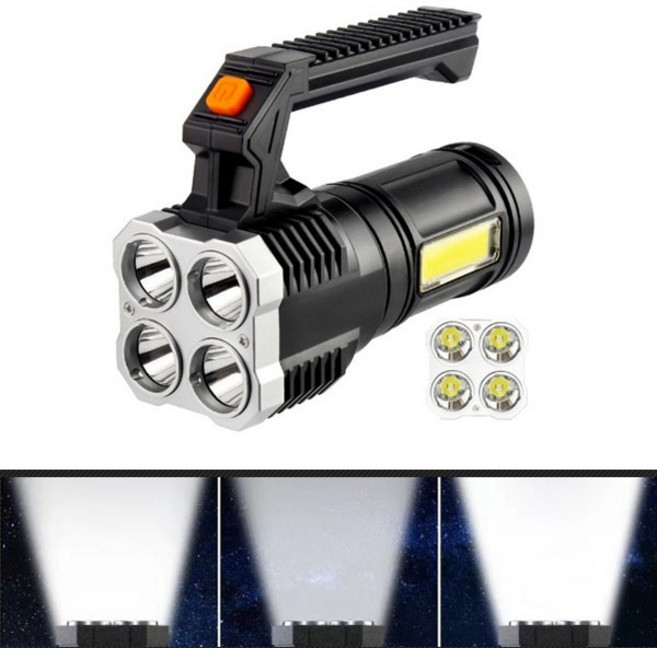 에스앤탑 태양열 cob 다기능 플래시 고성능 LED 충전식 후레쉬 랜턴 A-11, S09 4구 랜턴, 1개