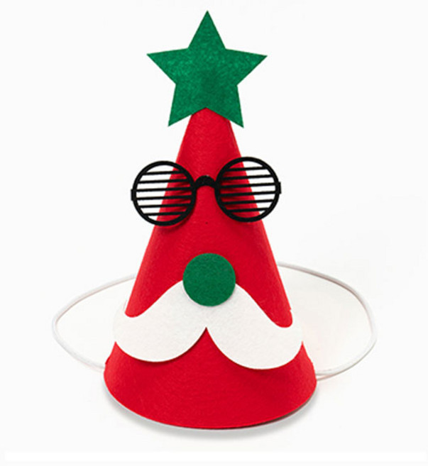 민화샵 크리스마스 펠트 꼬깔모자(완제품), 1개, 산타레드