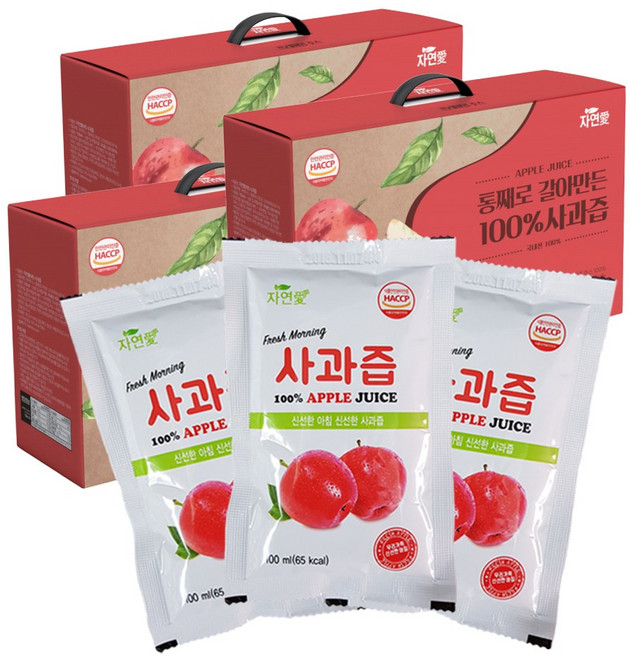 올가득 자연애사과즙 사과즙 100% 30팩 3박스, 90개, 100ml, 1BOX