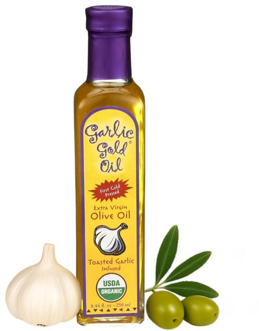 프리미엄 인증 유기농 엑스트라 버진 올리브 오일 마늘 함유 낮은 FODMAP Garlic Gold (249.6ml(8.8액량 온스), 8.44 Fl Oz (Pack of 1), 1개, 250ml