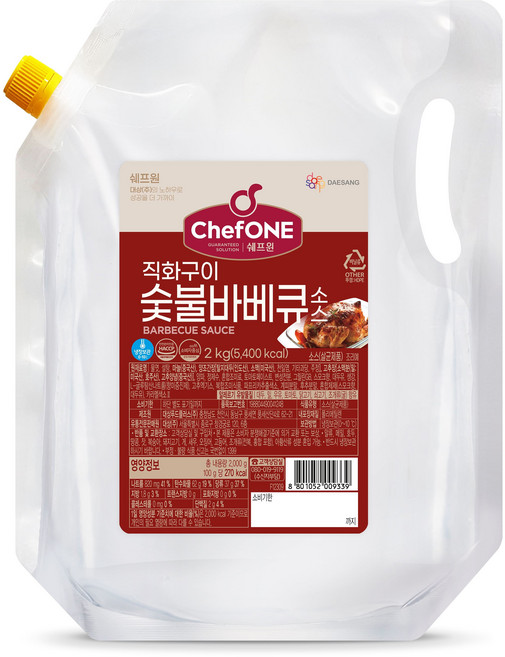 냉장 대상 쉐프원 직화구이 숯불바베큐소스 2kg, 1개, 2L