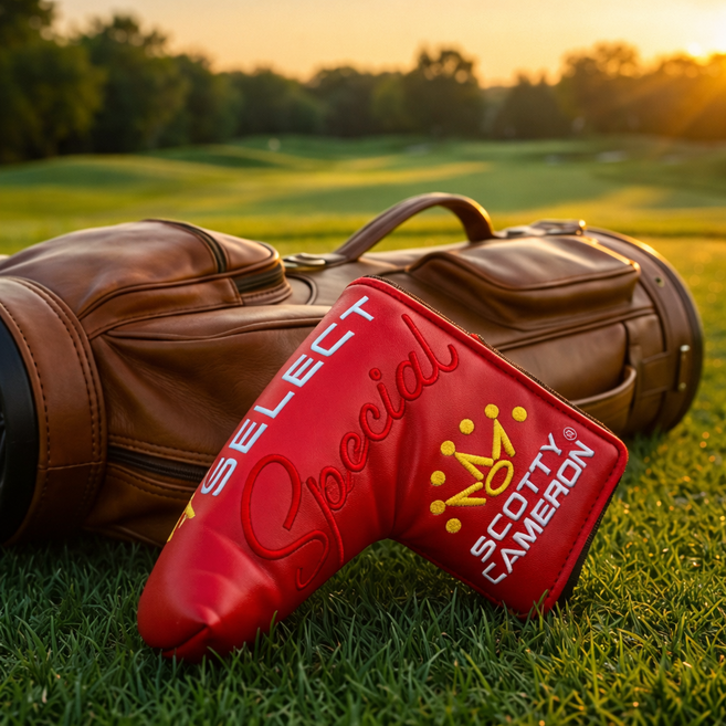 Riento 헤드보호 일자형 굿디자인 퍼터 커버, 1개, 레드