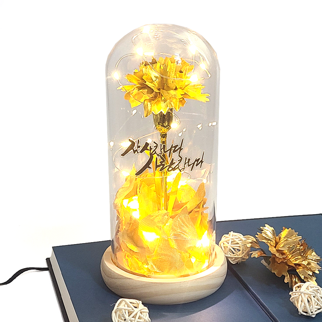 24k 금 카네이션무드등 어버이날선물 유리돔