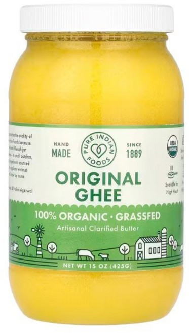 Pure Indian Foods 유기농 아티사날 정제 버터 오리지널 기버터, 425g, 1개