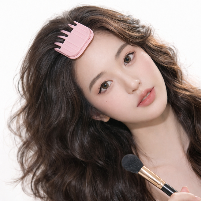 Riento 뿌리 볼륨업 앞머리 헤어 집게 핀 1+1, 1개, 원조핑크(3날)