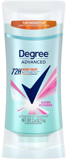 Degree 디그리 여성용 어드밴스드 데오드란트 72H 파우더향, 74g, 2개 - 쿠팡