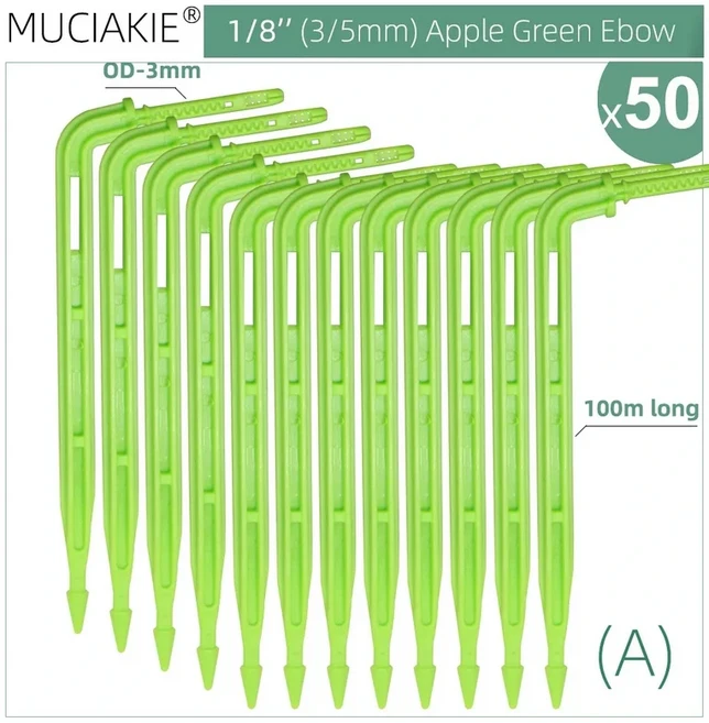 MUCIAKIE 100-10M 4/2-Way 8L 드립 화살표 관개 송신기 급수 시스템 도저 스프링클러 키트 화분 심기, 23 Green 50pcs