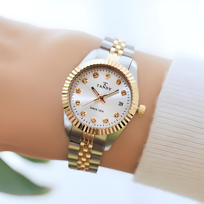 [TANDY] 탠디 럭셔리 캘린더 메탈 손목시계(오스트리아 스톤 식입) T-3909 여성용 3종중 택1(탠디 쇼핑백 증정)