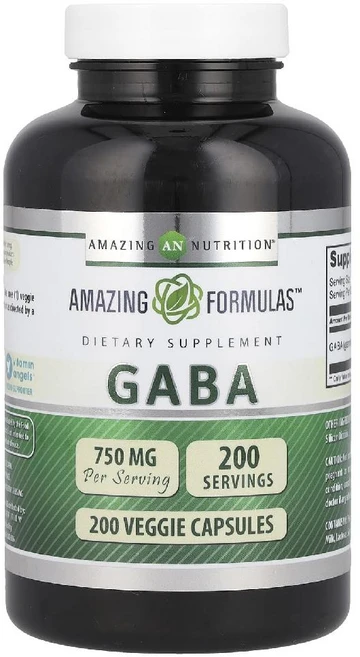 어메이징뉴트리션 가바 GABA 감마 아미노뷰티릭산 750mg 베지캡슐 200정, 120g, 1개 - 쿠팡