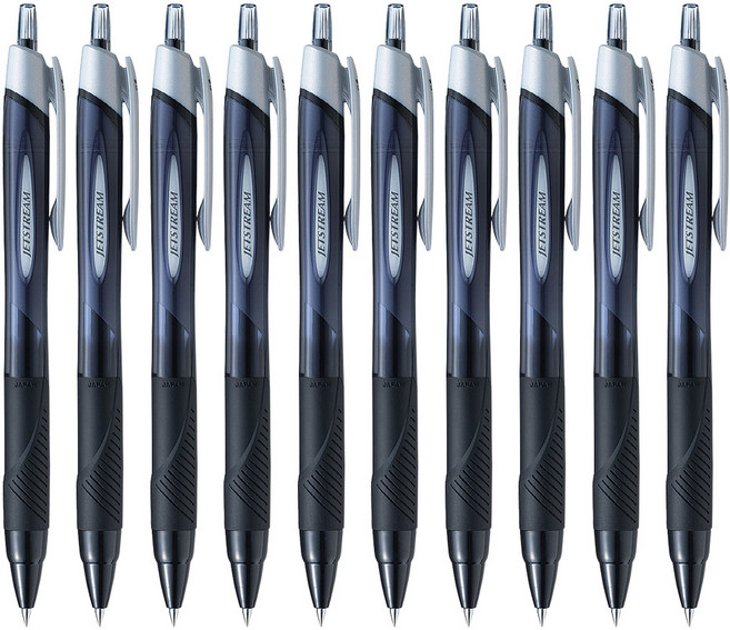 유니볼 제트스트림 유성볼펜 1갑10개입 0.38mm, 블랙