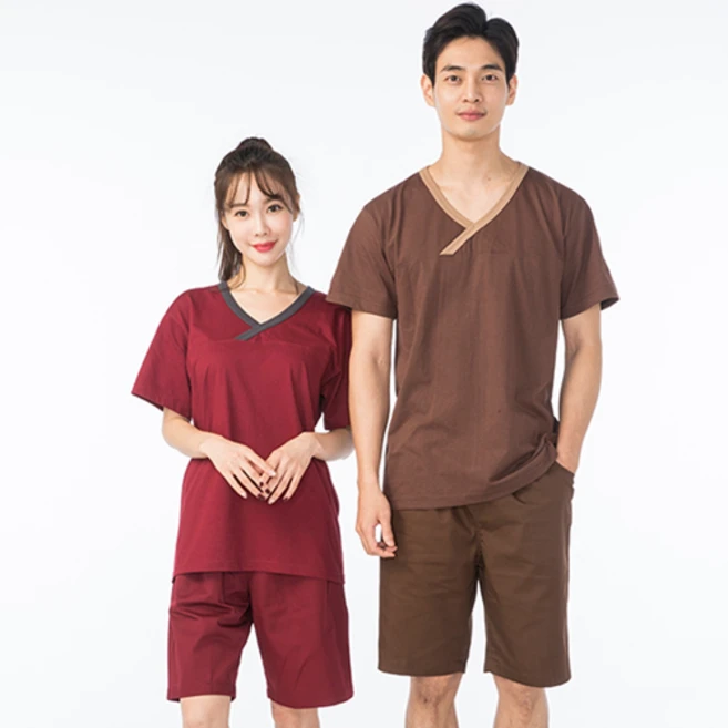 119-127set 밤색 와인 y자형 여성 남성 마사지복 세트 - 쿠팡