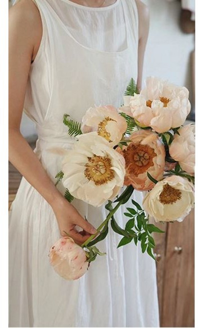 모올글래드 린넨 옆트임 앞치마 파스텔 앞치마 원피스형 롱앞치마 모음, 린넨 앞치마 (옆트임-화이트), 1개