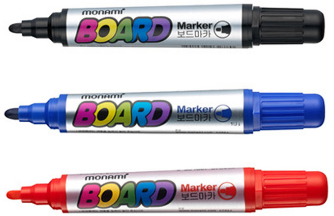모나미 보드마카 B(둥근닙) 1타 12자루 (흑 청 적), 블루