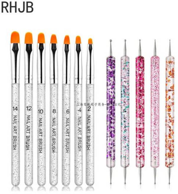 2025 여러 네일 아트 네일 브러쉬 디자인 팁 드로잉 조각 도트 펜 빌더 플랫 라이너 아크릴 젤 폴란드어 매니큐어, [08] 12pcs clean purple