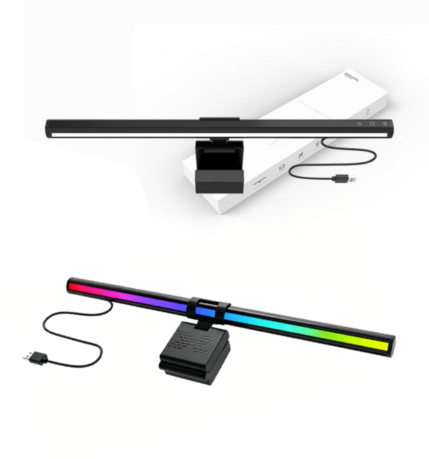호밍사이 모니터 스크린바 라이트+ RGB 분위기 조명 2 in 1 양면 LED 모니터 조명 스크린바 42CM, 블랙계열, 1개