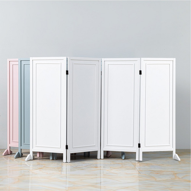 심플리스 웨인스 미니 4단 가벽 낮은 파티션 가림막 원목 이동식 접이식 인테리어, 화이트 4Way