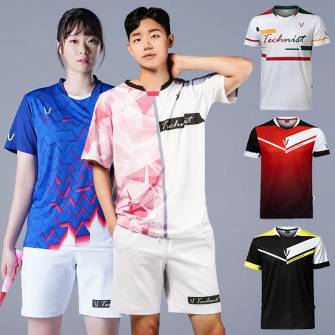 테크니스트 티셔츠 배드민턴 반팔 상의 남성 여성 경기복 TCNST098