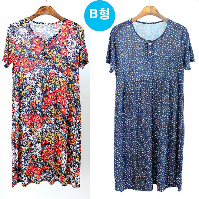 그레이스 1+1 여름 아이스 쿨링 플라워 반팔 피스 냉장고 원피스 잠옷