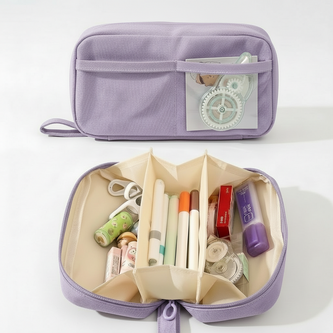 펜룸 중학생 고등학생 대용량 필통 파우치, 1개, 퍼플