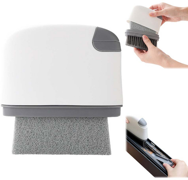 루베이 4in1 틈새 청소 브러쉬 + 스크래퍼 잡동사니 수집 청소 일체형 먼지제거 창틀/문틀/욕실, 다크그레이, 1개