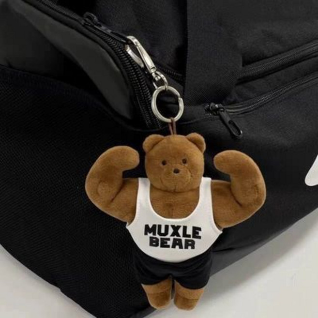 MUXLE BEAR 個性搞怪小熊吊飾, 1個, 泰迪熊公仔個性搞笑情侶款車載超萌diy卡通健身小掛件韓式飾品抽