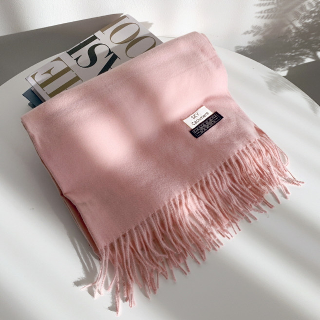 버진울 100 머플러 롱 수술 커플 숄 니트 목도리