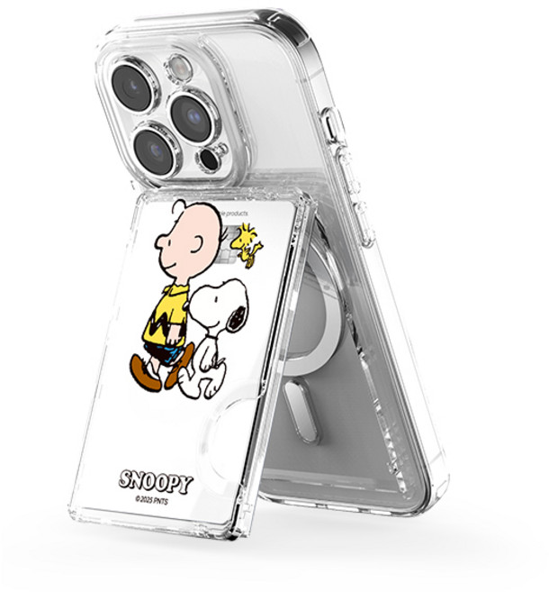 스누피 투명 마그네틱 멀티 스탠드 카드지갑 (맥세이프 호환), 1개, 일상_워킹