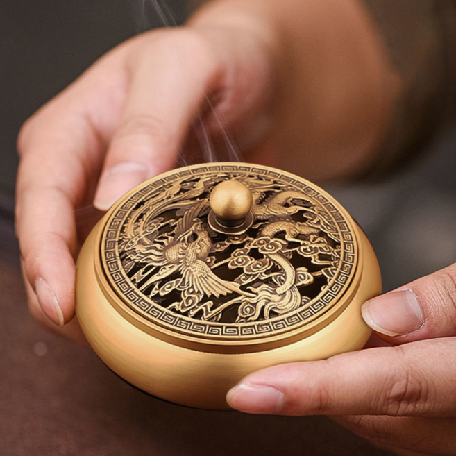 MISI 재물운 용과 봉황 황동 향로, 길상