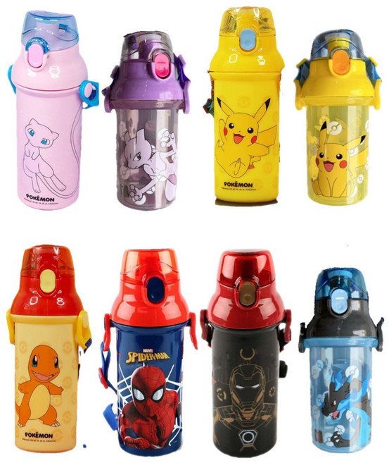 초등학생 어깨끈 물통 어린이 물병 유치원생 포켓몬 캐릭터 어린이집 남아, 피카츄 480ml