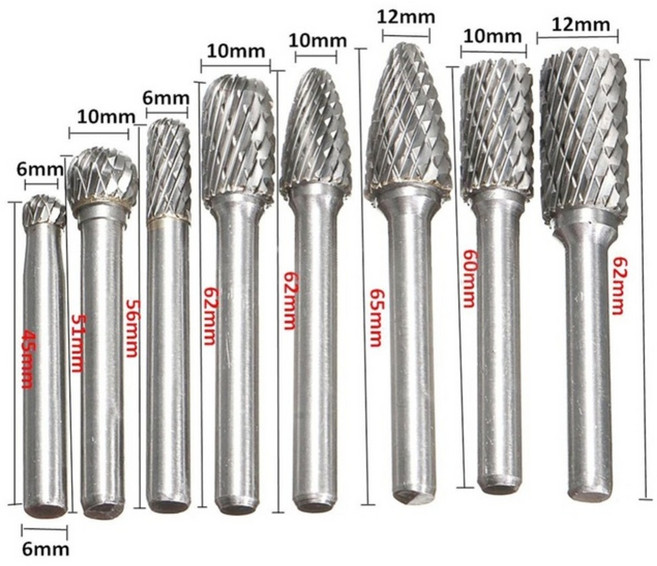 나무조각목공커터헤드 목공조각공구 나무조각 목공드릴비트 목공로터 목공조각비트 스피어비트 볼헤드 8개/세트 6mm-12mm 탄화텅스텐 스퍼트 드릴 CNC 조각 1/4"회전 절단 줄 히, 한개옵션0