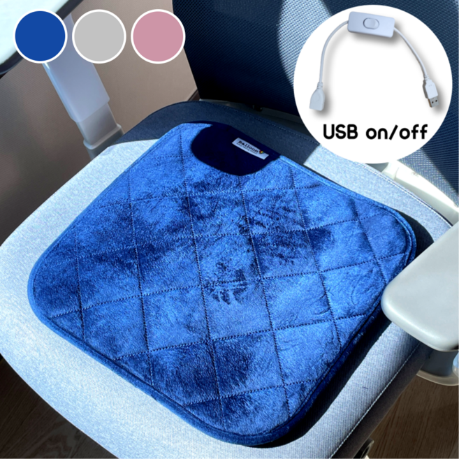 코슈어 1인용 USB 전기 온열 방석 극세사 사무실용 차량용 고양이, 네이비, 단일