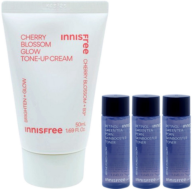 이니스프리 왕벚꽃 글로우 톤업 크림 50ml+레티놀 그린티 PDRN 스킨부스터 토너 25mlx3개, 1개