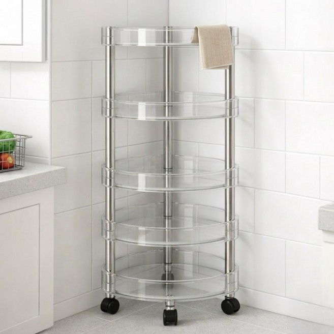 트위니아 무타공 다용도 욕실 코너 수납트레이, 1개, 투명