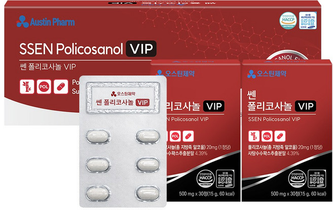 오스틴제약 쎈 폴리코사놀 VIP, 1개, 120정