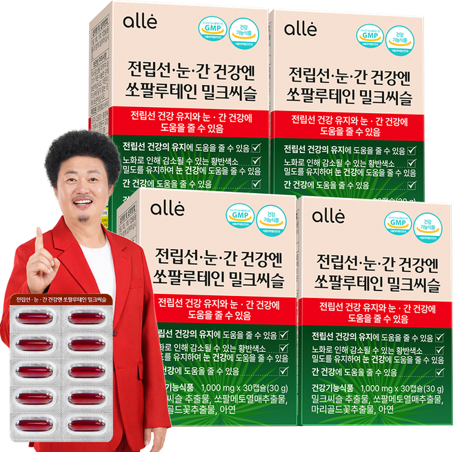 쏘팔메토 전립선 건강 눈 건강 간 밀크씨슬 루테인 소팔메토 소팔매토 남성 레드 알레 영양제, 4개, 30정