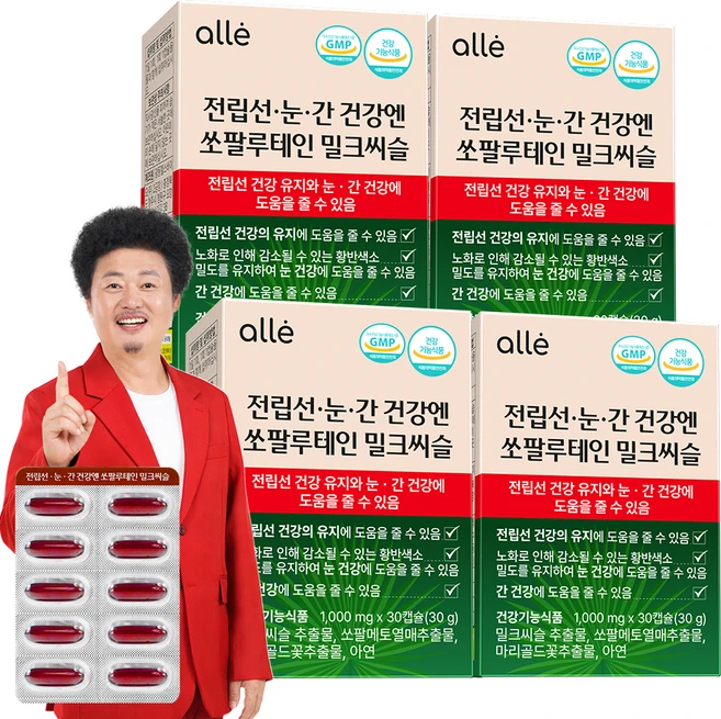 쏘팔메토 전립선 건강 눈 건강 간 밀크씨슬 루테인 소팔메토 소팔매토 남성 레드 알레 영양제, 4개, 30정 - 쿠팡