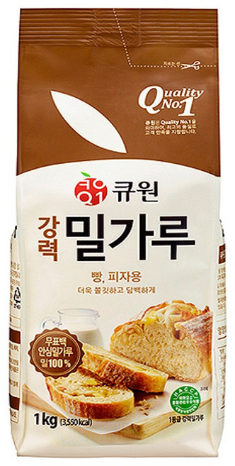 큐원 강력밀가루 1kg 빵 피자용 강력분, 2개