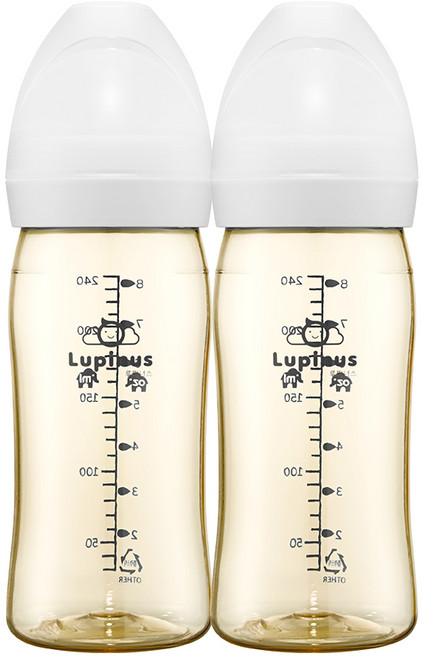 [루피너스]PPUS젖병 240ml 트윈팩(노꼭지/2개입), 단일옵션, 크림화이트, 1개