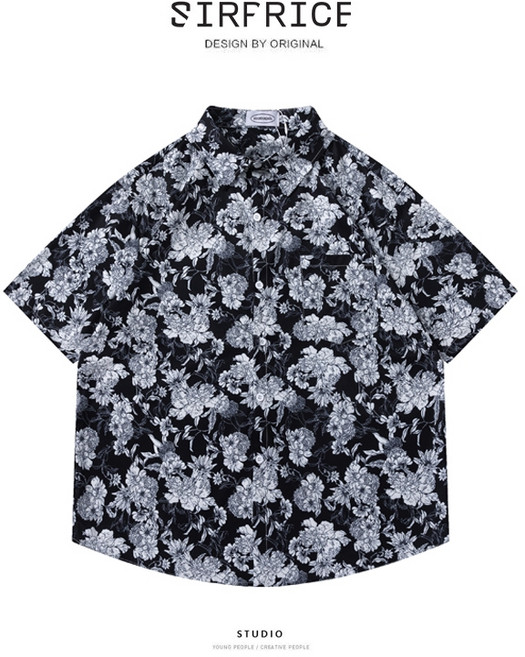 SIRPRICE 花襯衫 滿版 韓日系 復古襯衫 涼感滑面 寬鬆版型 春酒 表演 海灘