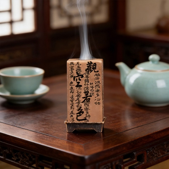 쬬린 심경조각 향받침 향로, 앤틱 브론즈